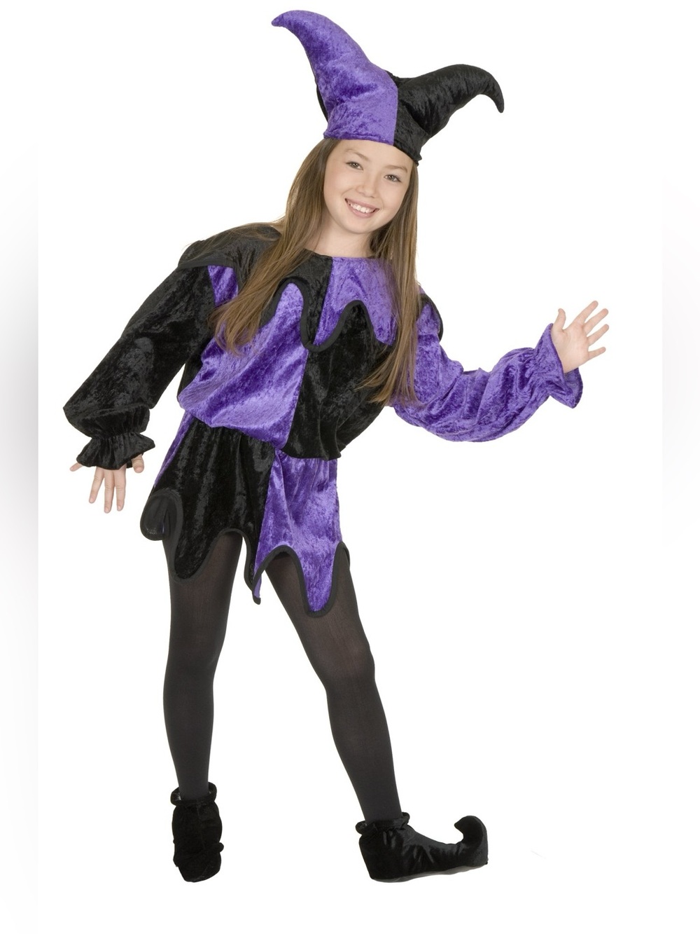 NWT Charades Panne Jester Velvet Children's Costume Child Size Large (10-12)